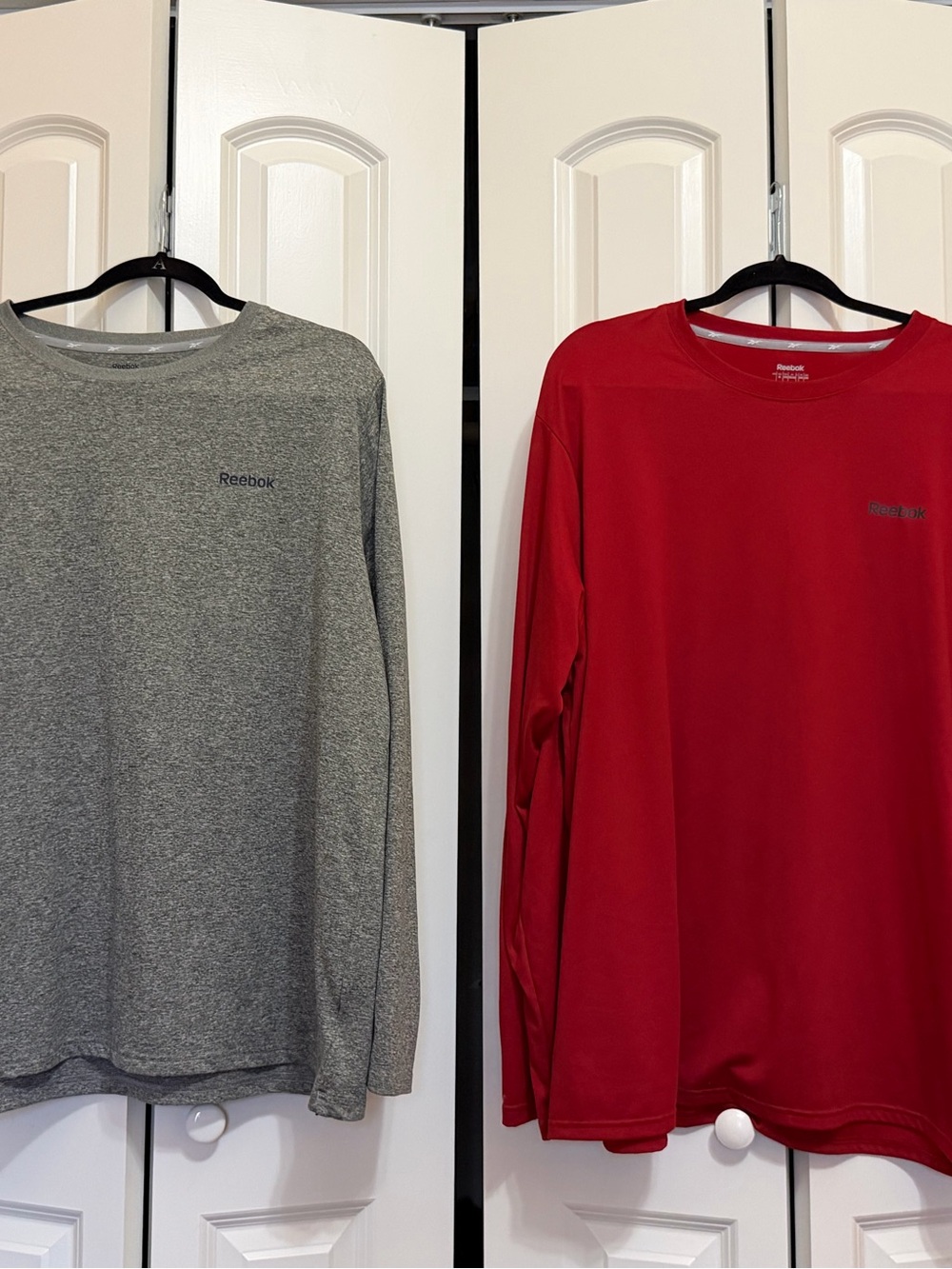 Reebok Men’s Long-Sleeve Performance Shirt - Red and Grey - 2XL